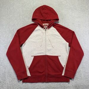 Arizona Jeans Co Hoodie Mend Medium Red Grey Color Block Zip Up Sweatshirt